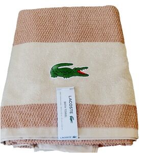 Lacoste Bath‎ Pool Towel 100% Cotton 30" x 52" Tan Brown Beach  Big Crocodile